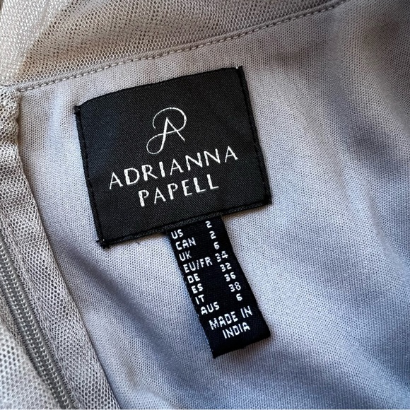 Adrianna Papell Beaded Tulle Maxi Dress Gown - Picture 9 of 10